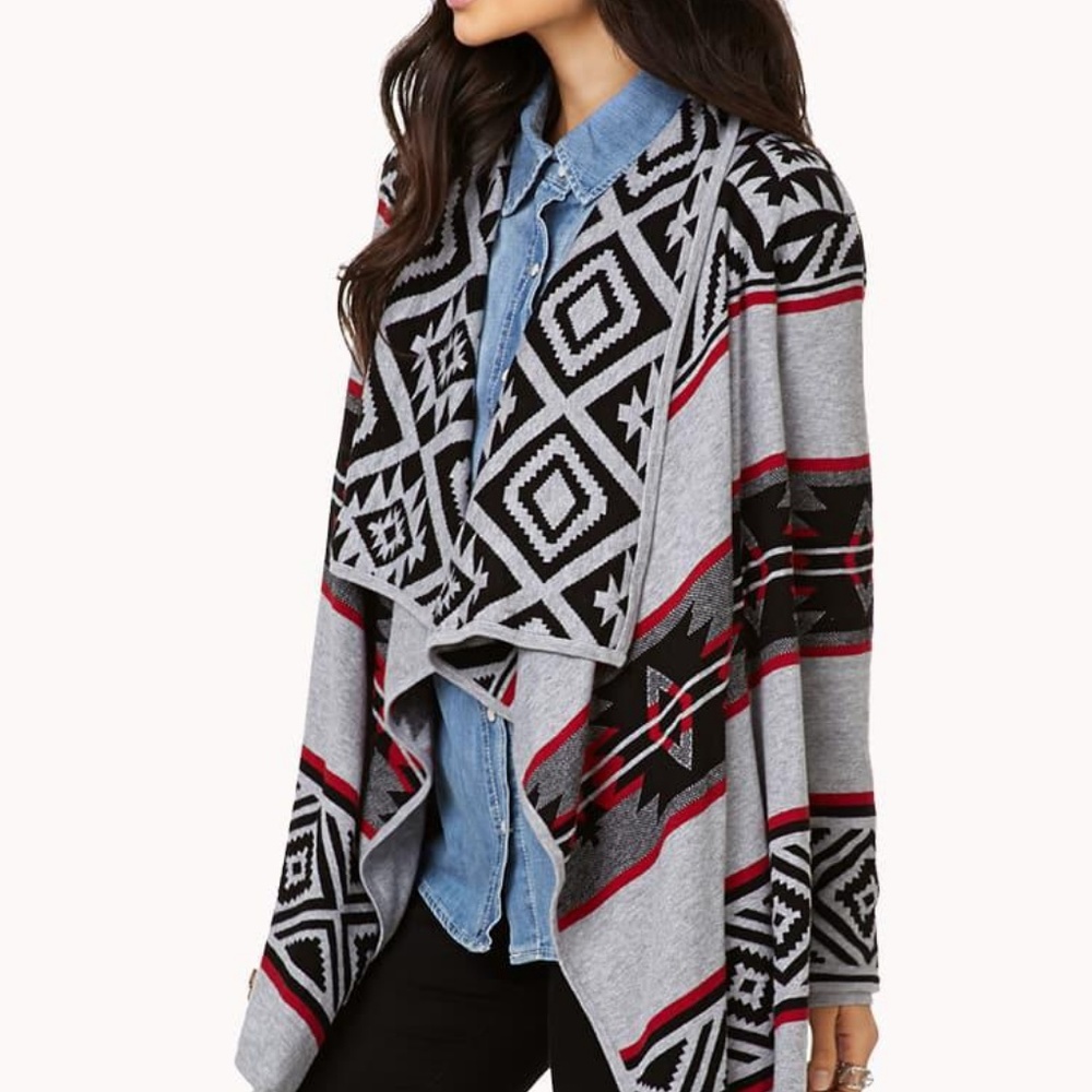 Forever 21 OPEN-FRONT SOUTHWESTERN CARDIGAN - Picture 2 of 6